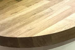 Wood grain worktop with rounded end